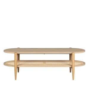 Drawer Ellos - Table basse ovale en bois et cannage - Couleur - Bois clair