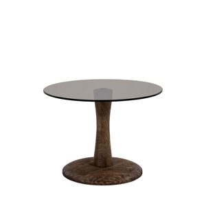 By-Boo Boogie - Table d'appoint ronde en verre et bois de manguier ø55cm - Couleur - Bois foncé