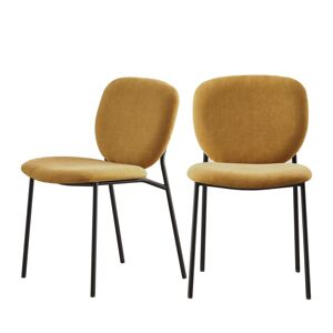 Drawer Dalby - Lot de 2 chaises en tissu et métal - Couleur - Jaune moutarde