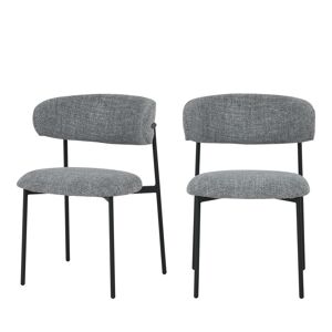 Drawer Ester - Lot de 2 chaises en tissu et métal - Couleur - Gris chiné