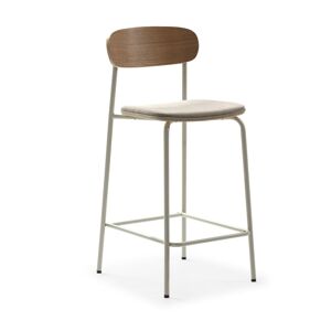 No name Arno - Lot de 2 chaises de bar en tissu et métal 66 cm - Couleur - Ecru