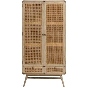 Kave Home Jarabacoa - Vaisselier en bois et cannage 90x175cm - Couleur - Naturel