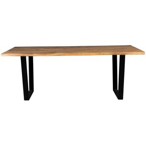 Dutchbone Aka - Table à manger en bois et métal 180x90cm - Couleur - Bois foncé / noir