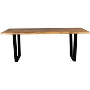 Dutchbone Aka - Table à manger en bois et métal 200x90cm - Couleur - Bois foncé