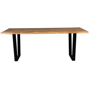 Dutchbone Aka - Table à manger en bois et métal 220x90cm - Couleur - Bois foncé / noir