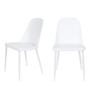 No name Pip - Lot de 2 chaises en résine et métal - Couleur - Blanc