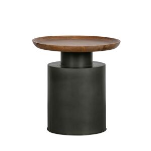 Woood Dua - Table basse ronde en bois et métal ø53cm - Couleur - Noir