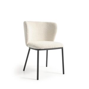 Kave Home Ciselia - Lot de 2 chaises en tissu bouclette et métal - Couleur - Blanc