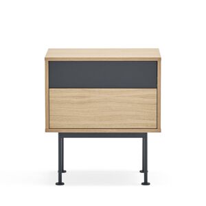 Teulat Yoko - Table de chevet 2 tiroirs en bois et métal - Couleur - Gris anthracite
