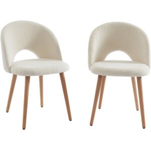 No name Bratina - Lot de 2 chaises en tissu bouclette - Couleur - Ecru