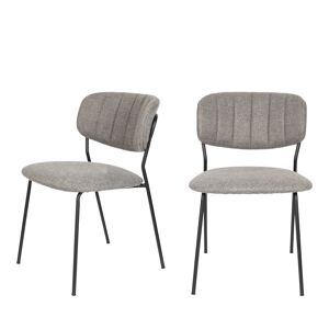 No name Jolien - Lot de 2 chaises en tissu et métal pieds noirs - Couleur - Gris