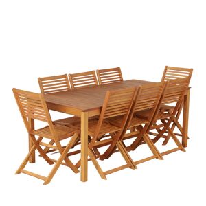 No name Saila - Ensemble de jardin 1 table et 8 chaises en bois d'eucalyptus - Couleur - Bois clair