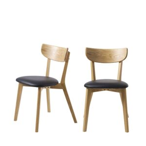 No name Aude - Lot de 2 chaises en bois et simili - Couleur - Bois clair