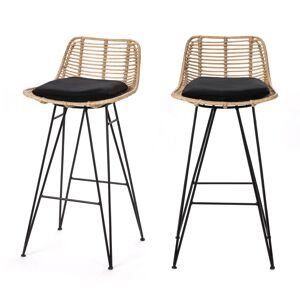 Drawer Capurgana - Lot de 2 chaises de bar design en rotin 67cm - Couleur - Naturel - Publicité