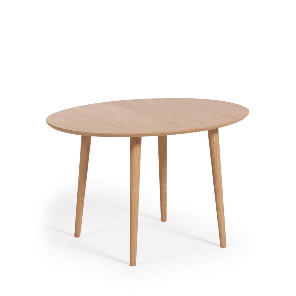 Kave Home Oqui - Table à manger extensible en bois ø120-200x90cm - Couleur - Bois clair