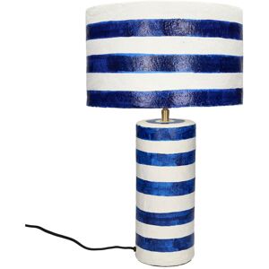 Pomax Mundaka - Lampe à poser en papier à rayures horizontales ø30cm - Couleur - Blanc et bleu