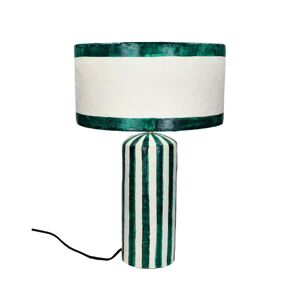 Pomax Mundaka - Lampe à poser en papier à rayures verticales ø35cm - Couleur - Blanc et vert