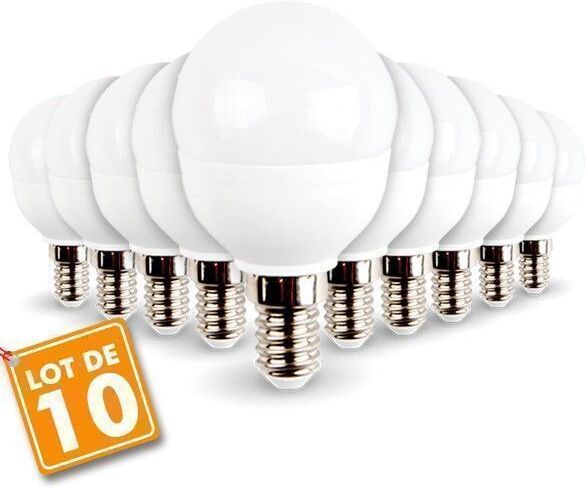Eclairage Design Lot de 10 ampoules LED E14 Mini Globe 5.5W 470 lumens Eq 40W (Température de Couleur : Blanc chaud 2700K) Eclairage Design Lot de 10 ampoules LED E14 Mini Globe 5.5W 470 lumens Eq 40W (Température de Couleur : Blanc chaud 2700K)
