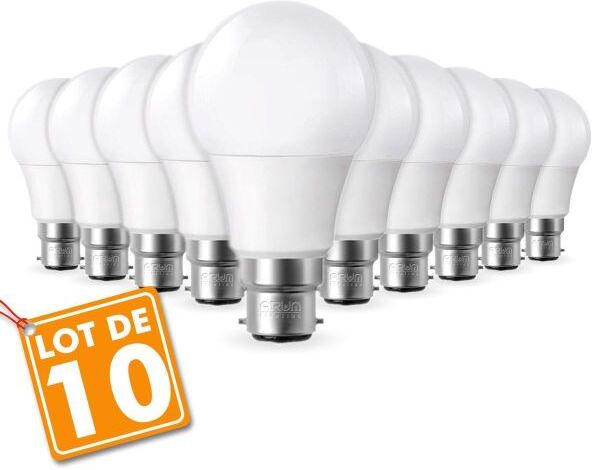 Eclairage Design Lot de 10 Ampoules LED B22 9W eq 60W 806Lm (Température de Couleur : Blanc neutre 4000K) Eclairage Design Lot de 10 Ampoules LED B22 9W eq 60W 806Lm (Température de Couleur : Blanc neutre 4000K)