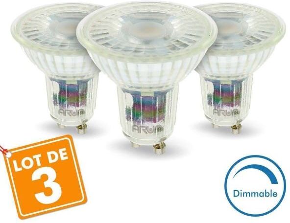 ARUM LIGHTING Lot de 3 Ampoules LED GU10 5W Dimmable 420 Lm Eq 50W (Température de Couleur : Blanc neutre 4000K) ARUM LIGHTING Lot de 3 Ampoules LED GU10 5W Dimmable 420 Lm Eq 50W (Température de Couleur : Blanc neutre 4000K)