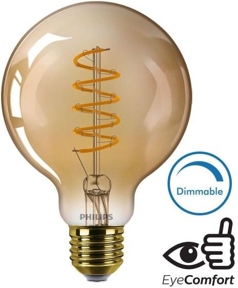 Philips Ampoule LED E27 Globe filament 5.5W Ambrée Dimmable Philips Ampoule LED E27 Globe filament 5.5W Ambrée Dimmable