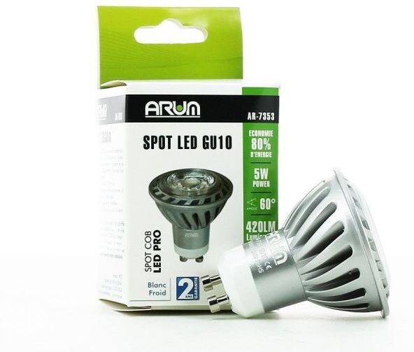 ARUM LIGHTING Spot LED Pro COB GU10 5W (Température de Couleur : Blanc chaud 3000K) ARUM LIGHTING Spot LED Pro COB GU10 5W (Température de Couleur : Blanc chaud 3000K)