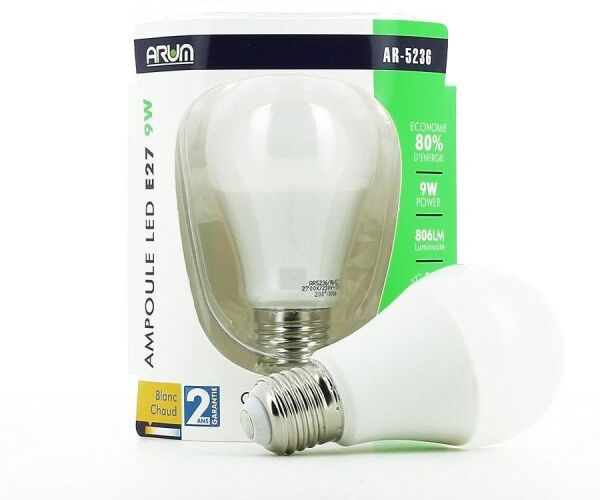 ARUM LIGHTING Ampoule LED E27 9W ARUM LIGHTING (Température de Couleur : Blanc neutre 4000K)