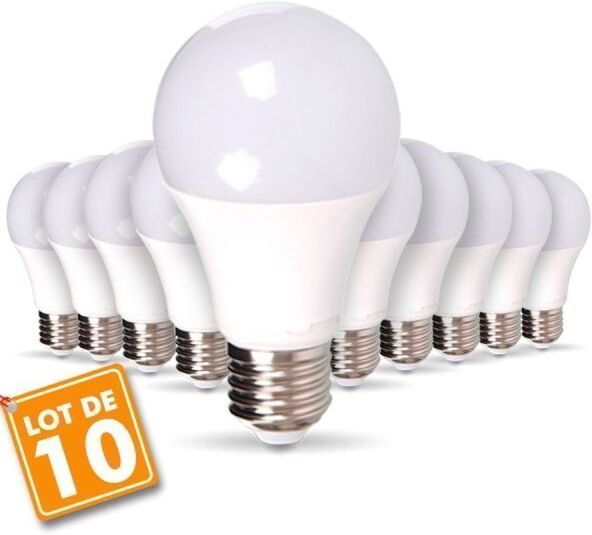 Eclairage Design Lot de 10 Ampoules LED E27 9W eq 60W 806m Blanc Chaud Eclairage Design Lot de 10 Ampoules LED E27 9W eq 60W 806m Blanc Chaud
