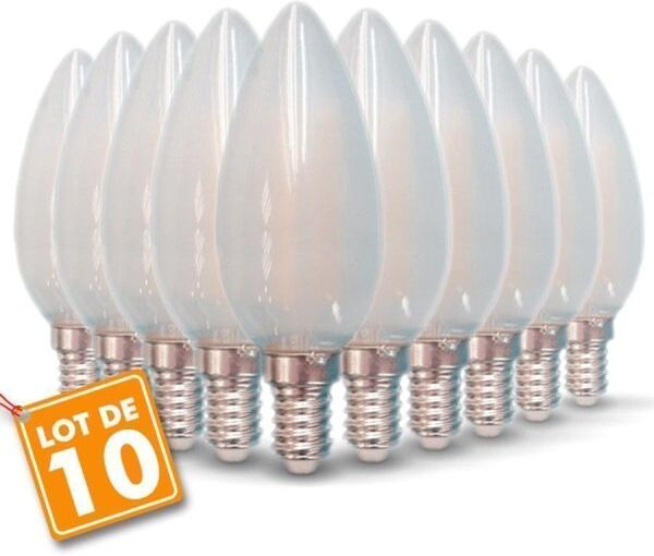 Eclairage Design Lot de 10 Ampoules LED E14 opaque 4W eq 40W 470lm (Température de Couleur : Blanc neutre 4000K) Eclairage Design Lot de 10 Ampoules LED E14 opaque 4W eq 40W 470lm (Température de Couleur : Blanc neutre 4000K)