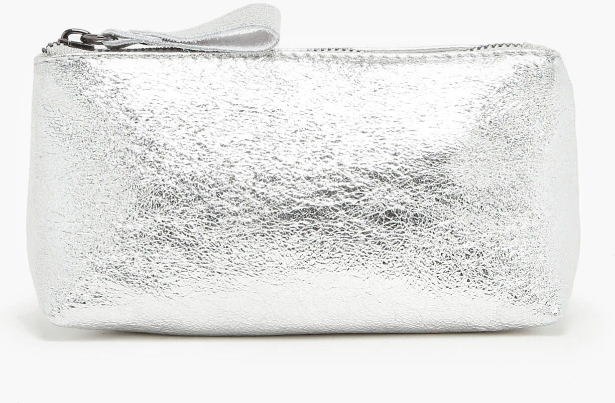 Trousse Zippée Nine Cuir Milano Argent