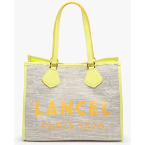 Sac Cabas D'ete Toile De Jute Et Cuir Lancel Jaune