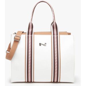 Sac Cabas Nina Canvas Et Cuir Nathan Baume Blanc