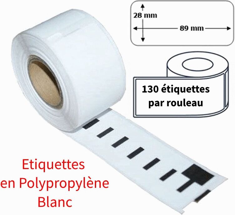 Étiquettes Dymo compatibles PP (plastique) Blanc 99010 - 89 x 28mm Étiquettes Dymo compatibles PP (plastique) Blanc 99010 - 89 x 28mm