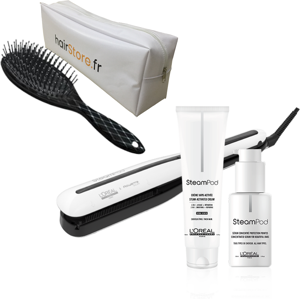 Pack Steampod 3.0 L'Oreal + Lait fins + Serum + Trousse + Brosse