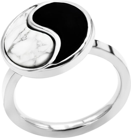 Bijoux Bague Yin Yang Howlite Blanche & Onyx - LABISE - Taille 58