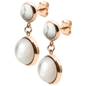 Bijoux Boucles d'Oreilles Double Cabochon Nacre et Howlite - LABISE