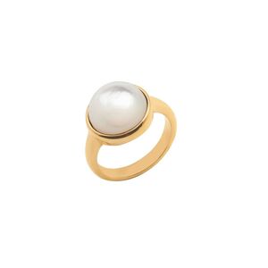 Bijoux Bague Nacre Blanche Cabochon - Modèle 62