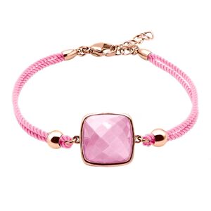 Bijoux Bracelet Coton Coussin Facetté Quartz Rose - LABISE