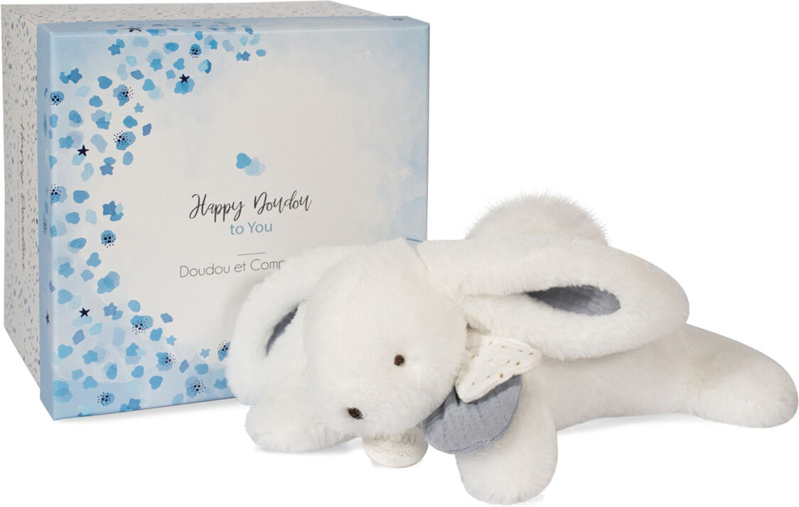 Doudou et Compagnie Pantin Pompon Happy Glossy - Blanc Doudou et Compagnie Pantin Pompon Happy Glossy - Blanc
