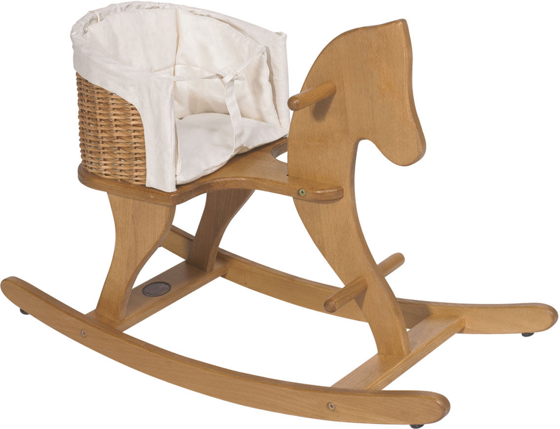 Moulin Roty Cheval à Bascule en Hêtre avec Siège Osier Moulin Roty Cheval à Bascule en Hêtre avec Siège Osier