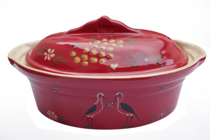 poterie Siegfried Burger Soufflenheim Terrine cigogne rouge 7 tailles disponibles