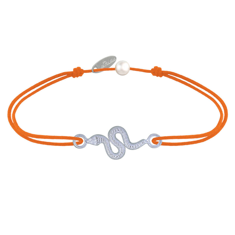 LES POULETTES BIJOUX Bracelet Lien Serpent Argent - Orange