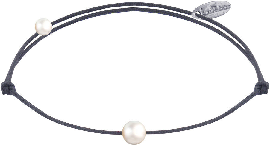 LES POULETTES BIJOUX Bracelet Lien Petite Perle Blanche - Gris