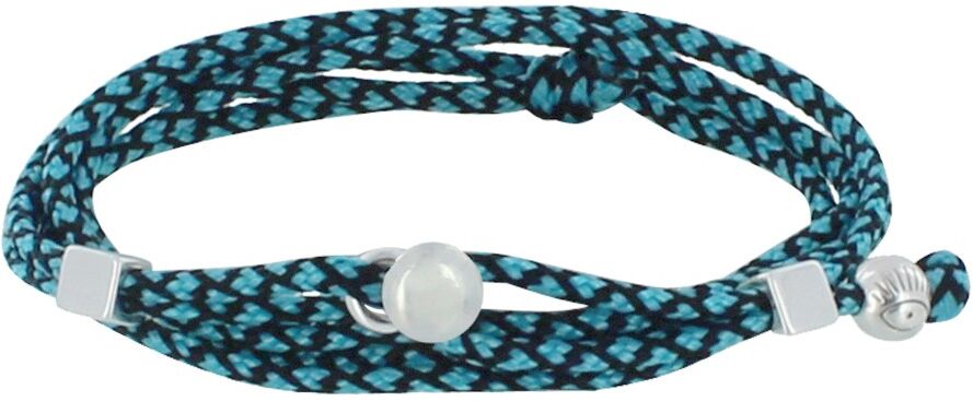 LES POULETTES BIJOUX Bracelet Homme Métal Argenté Cubes Fermoir Bouton et Lien en Paracorde - Turquoise