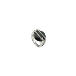 LES POULETTES BIJOUX Bague Argent Soucoupe Noire en Zirconium