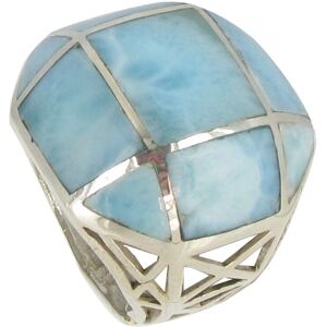 LES POULETTES BIJOUX Bague Joyau Argent et Quadrillé de Larimar