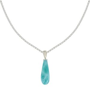 LES POULETTES BIJOUX Collier Chaine Argent et Pendentif Goutte de Larimar