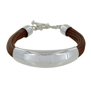 LES POULETTES BIJOUX Bracelet Argent Demi-Jonc sur Fils de Coton - Classics - Marron foncé