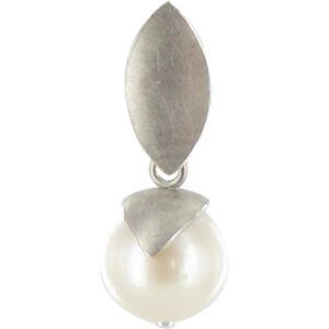 LES POULETTES BIJOUX Pendentif Feuille en Argent Rhodié Perle de Culture - Classics - Blanc