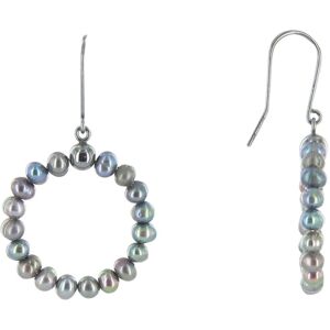 LES POULETTES BIJOUX Boucles d'Oreilles Argent Anneaux de Perles de Culture - Classics - Gris